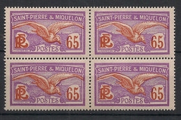SPM - 1922-28 - N°Yv. 117 - Goeland 65c Violet Et Rouge - Bloc De 4 - Neuf Luxe ** / MNH / Postfrisch - Unused Stamps