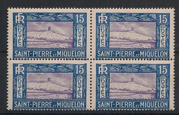 SPM - 1932-33 - N°Yv. 141 - Phare 15c Bleu Et Violet - Bloc De 4 - Neuf Luxe ** / MNH / Postfrisch - Unused Stamps