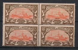 SPM - 1932-33 - N°Yv. 148 - Chalutier 65c Brun Et Rouge - Bloc De 4 - Neuf Luxe ** / MNH / Postfrisch - Unused Stamps