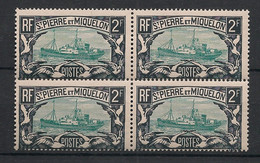 SPM - 1932-33 - N°Yv. 155 - Chalutier 2f Noir Et Vert - Bloc De 4 - Neuf Luxe ** / MNH / Postfrisch - Unused Stamps