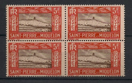 SPM - 1932-33 - N°Yv. 157 - Phare 5f Rouge Et Brun - Bloc De 4 - Neuf Luxe ** / MNH / Postfrisch - Unused Stamps