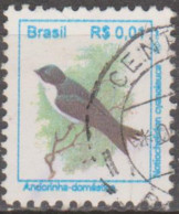 Brasil -1-7-1994 -  Pássaros Urbanos - Padrão Real - R$    0,01, Andorinha,    (o)  RHM Nº 710 - Oblitérés