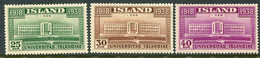 ICELAND  1938 Anniversary Of Independent Kingdom (University Of Iceland) MH / *.  Michel 200-02 - Unused Stamps