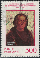 Vatican 1992 Oblitéré Used 5e Centenaire Découverte Et évangélisation Amérique Christophe Colomb Y&T VA 919 SU - Used Stamps