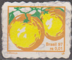 Brasil 01-1998-Série Frutas Laranja-Banana-Mamão...  Percê Em Ondas De 1mm  0,01, Laranja   (o)  RHM Nº 749 - Oblitérés