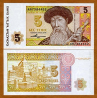 (!)  Kazakhstan, 5 Tenge, 1993, P-9, FIRST INDEPENDENT ISSUE, UNC - Kasachstan