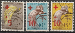 Nederlands Nieuw Guinea 1955, Rode Kruis, Red Cross - Birds, Oiseaux, Paradijsvogels NVPH 38-40  Gestempeld/canceled/obl - Nouvelle Guinée Néerlandaise