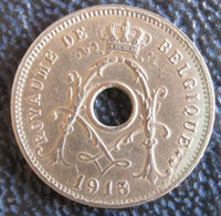 Belgique. 5 Centimes 1913 /10 Surfrappe 3 Sur 0. Albert I . Cupronickel, KM# 66, Rare - 5 Centimes