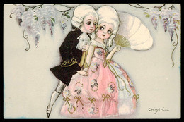 CHIOSTRI SIGNED 1910s POSTCARD - YOUNG COUPLE & HAND FAN - BALLERINI & FRATINI N.176 ( 2588/2) - Chiostri, Carlo