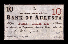 Estados Unidos United States 10 Cents 1863 Bank Of Augusta Civil War Remainder Georgia - Georgia