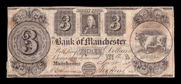 Estados Unidos United States 3 Dollars 1837 The Bank Of Manchester Michigan - Koloniale Valuta (18de Eeuw)