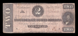 Estados Unidos United States 2 Dollars 1864 Pick 66 Confederate States Of America Richmond - Divisa Confederada (1861-1864)