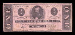 Estados Unidos United States 1 Dollar 1863 Pick 57 Confederate States Of America Richmond - Confederate (1861-1864)