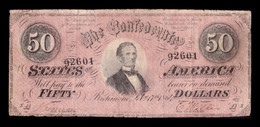 Estados Unidos United States 50 Dollars 1864 Pick 70 Confederate States Of America Richmond - Confederate Currency (1861-1864)