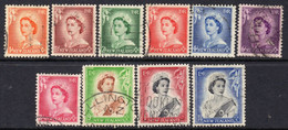 New Zealand 1953-9 Definitives Part Set Of 10 To 1/6d, Used, SG 724/33 (A) - Used Stamps