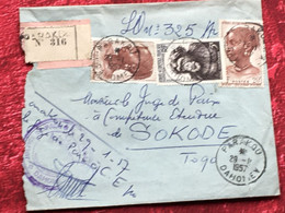 Parakou Dahomey 1957-☛Sokodé Togo (ex-Colonie Protectorat France)(1899-1944)Lettre  Recommandé Par Avion, Document - Storia Postale