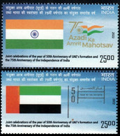INDIA 2022 SET/2 STAMP INDIA - UAE FRIENDSHIP YEAR , FLAGS, MONUMENTS .MNH - Unused Stamps