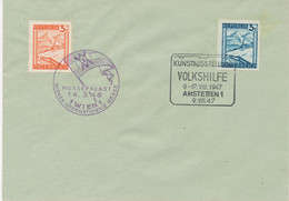 ÖSTERREICH SONDERSTEMPEL 1947 „KUNSTAUSSTELLUNG VOLKSHILFE 9.-17.VIII.1947 AMSTETTEN 1 – 9.VIII.47“ + „WIM MESSEPALAST 1 - Briefe U. Dokumente