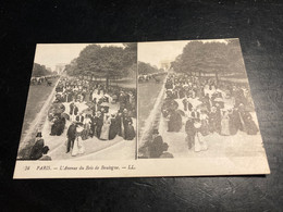 Paris RARE Carte Postale Stéréo L’Avenue Du Bois De Boulogne - Cartes Stéréoscopiques