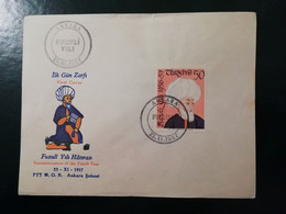 1957 Turkey Commemoration Of The Poet Fuzuli FDC - Lettres & Documents