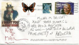 Letter From USA To Andorra (Principality) W/ Sticker Covid-19 Prevention: "I WANT YOU TO STAY HOME",w/ Local Postmark - Briefe U. Dokumente