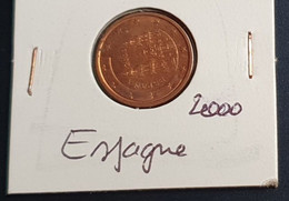 ESPAGNE Pièce 2 Cent De 2000 - Pièce En Centime D'EURO - Bon Ou Très Bon état - Sous Sachet Plastique - Collections