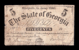 Estados Unidos United States 5 Cents 1863 Pick S857 Civil War State Of Georgia - Georgia