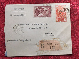Fort-Lamy-Tchad--A.E.F. (1948 )-☛Douala Cameroun(ex-Colonie France)Timbre Poste Aérienne Lettre Recommandé Document - Brieven En Documenten