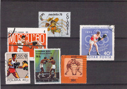 Lot De Timbres Thème Boxe - Pugilato