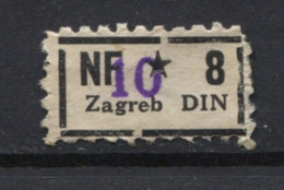 Yugoslavia 1950, Stamp For Membership NF Zagreb, Administrative Stamp, Revenue, Tax Stamp 8d Overprint 10d, Black - Dienstmarken