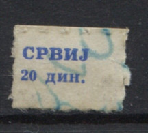 Yugoslavia 1961, Stamp For Membership, SRVIJ, Labor Union, Administrative Stamp - Revenue, Tax Stamp, 20d TYPE II - Dienstmarken