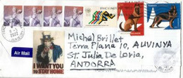 Letter From USA 2022, Sent To Andorra (Principality) W/ Sticker Prevention Covid-19.Uncle Sam  "I WANT YOU TO STAY HOME" - Storia Postale