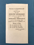 Faire Part Paroisse Bambiderstroff Semaine Liturgique 1954 Adoration Perpétuelle Curé Joseph Lauer - Autres & Non Classés