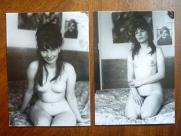 Lot De 2 Photo Originale Années 60 Ou 70 Non écrite - Jeune Modèle De Studio Qui Pose Nue - Non Classés