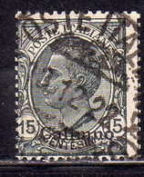 COLONIE ITALIANE EGEO 1921 1922 CALINO CALIMNO SOPRASTAMPATO D'ITALIA ITALY  CENT. 15c USED USATO OBLITERE' - Egeo (Calino)