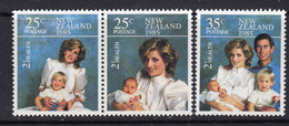 New Zealand 1985 Health, Princess Diana Set Of 3, MNH, SG 1372/4 (A) - Ungebraucht