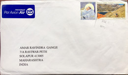 NEW ZEALAND 2022, USED AIRMAIL COVER TO INDIA, 2 STAMPS CHRISTMAS, NETSON LAKES ,TASMAN ,WATER,NATURE,CHILD , - Lettres & Documents