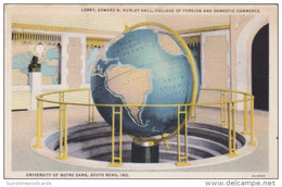 Indiana South Bend Lobby With Large Globe Edward N Hurley Hall University Of Notre Dame 1943 Curteich - South Bend