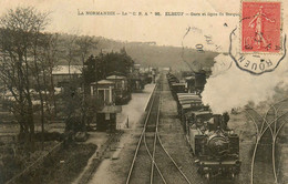 Elbeuf * Gare Et Ligne De Serqui... * 1906 * Train Locomotive Machine Ligne Chemin De Fer Seine Maritime - Elbeuf