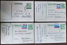 Yugoslavia 4 Travelled Postal Cards - Covers & Documents