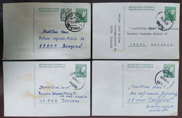 Yugoslavia 4 Travelled Postal Cards - Covers & Documents