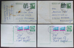 Yugoslavia 4 Travelled Postal Cards - Covers & Documents