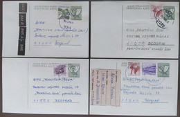 Yugoslavia 4 Travelled Postal Cards - Lettres & Documents