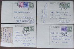 Yugoslavia 4 Travelled Postal Cards - Covers & Documents