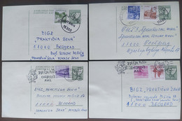 Yugoslavia 4 Travelled Postal Cards - Lettres & Documents