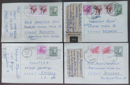 Yugoslavia 4 Travelled Postal Cards - Lettres & Documents