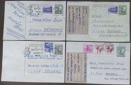 Yugoslavia 4 Travelled Postal Cards - Covers & Documents