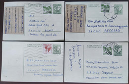 Yugoslavia 4 Travelled Postal Cards - Lettres & Documents