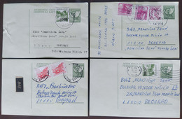 Yugoslavia 4 Travelled Postal Cards - Covers & Documents