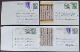 Yugoslavia 4 Travelled Postal Cards - Covers & Documents